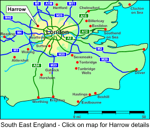 SE England Map - Click for North West London map